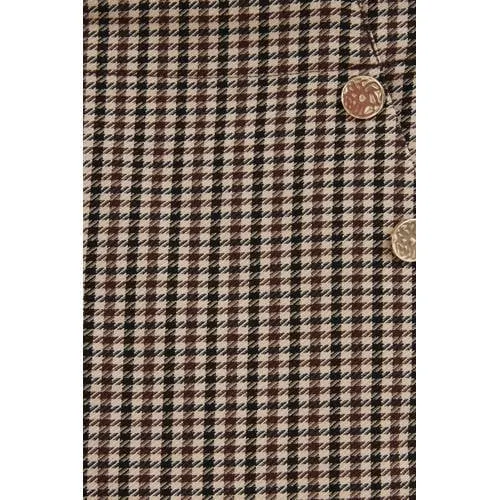 WE Fashion loose fit casual geruite broek bruin, foto 4