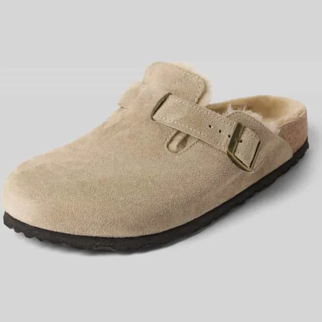 Birkenstock Huisschoenen van echt leer model 'Boston' beige, foto 2