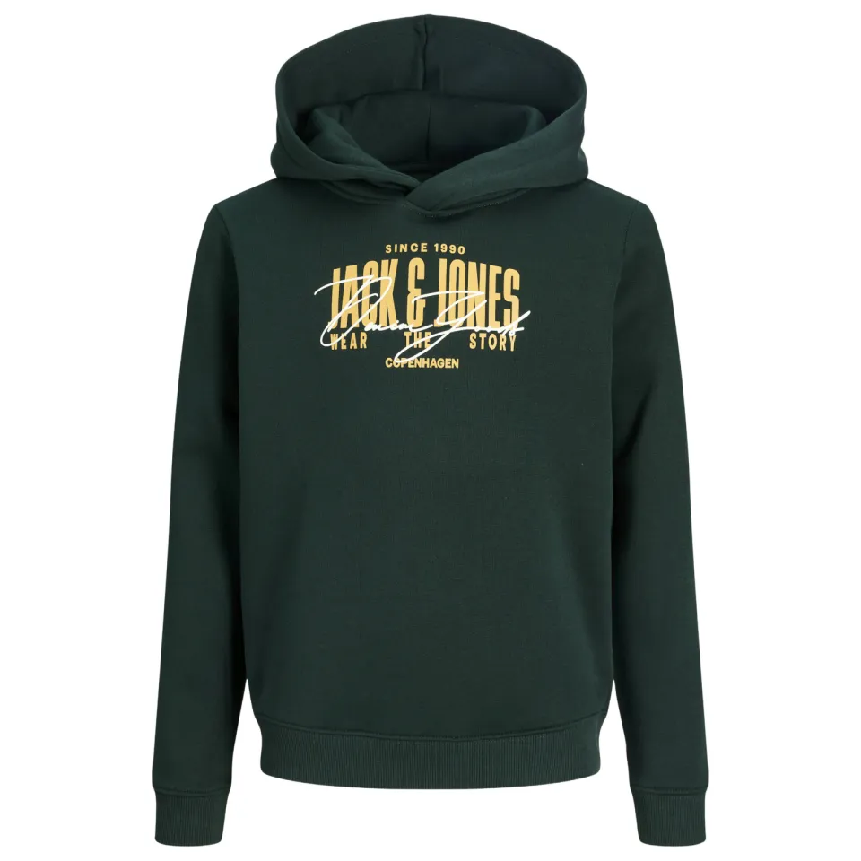 Jack & Jones JUNIOR hoodie met logo - donkergroen, foto 2