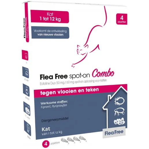 Flea Free Spot-on Combo anti vlooien en teken pipet kat