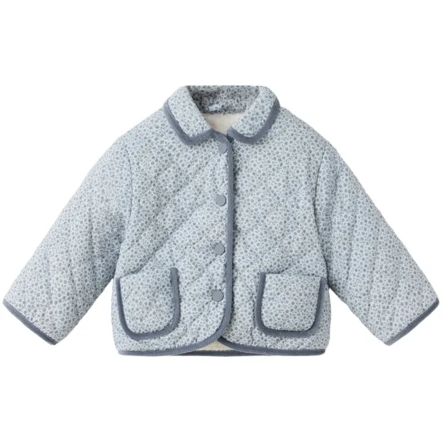 Mango gewatteerde jas met bloemenprint blauw