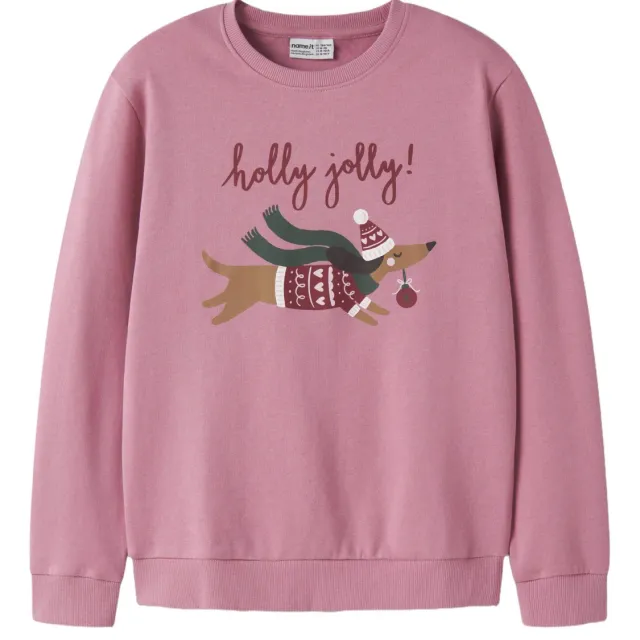 NAME IT KIDS sweater met print - roze