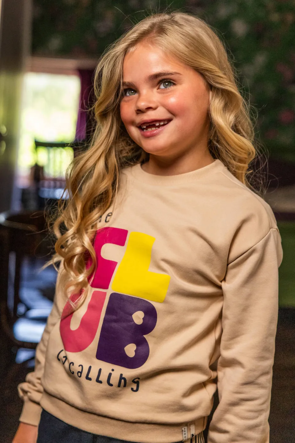 LOOXS little rechtvallende sweater met tekst - beige, foto 6