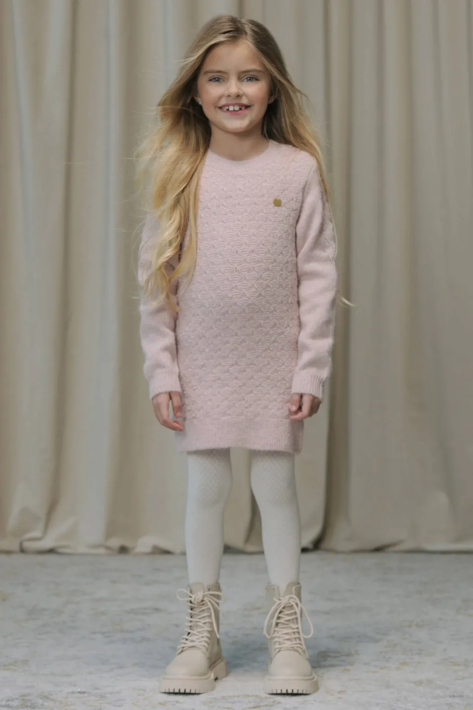 Le Chic SAKNITA korte gebreide jurk roze