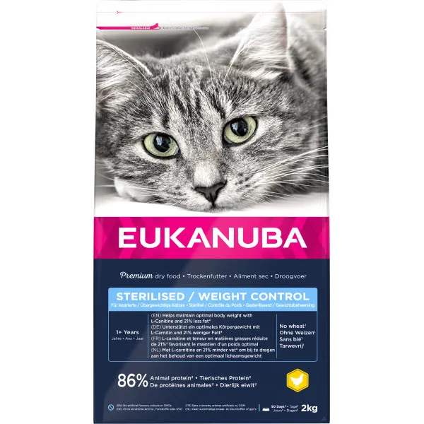 Eukanuba Adult Sterilised Weight Control droog kattenvoer kip