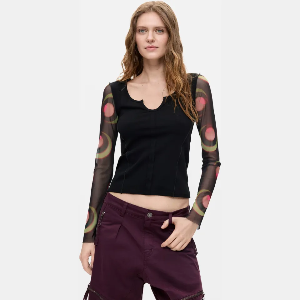 Desigual Zippers cargobroek paars Roodbruin