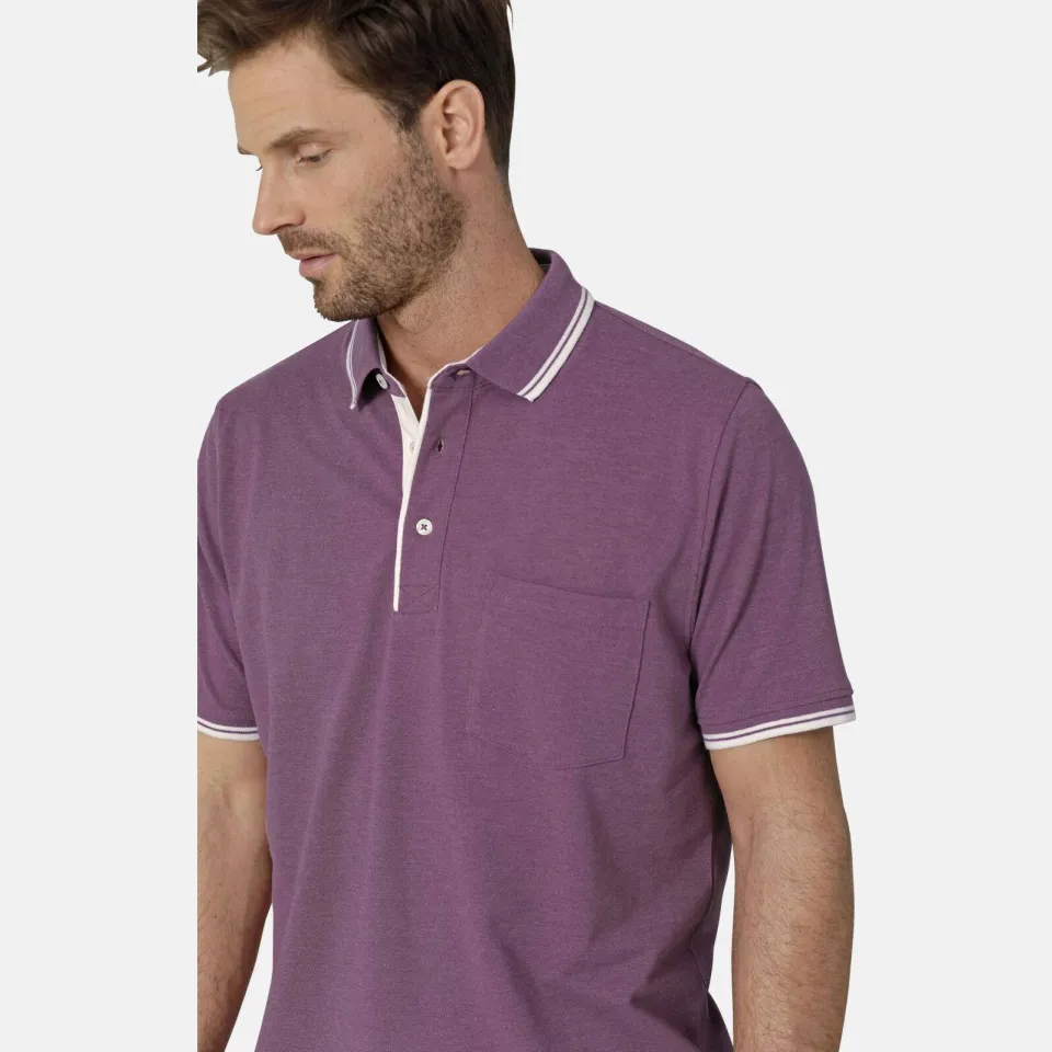 Babista regular fit polo met contrast bies Plus Size - lila, foto 6