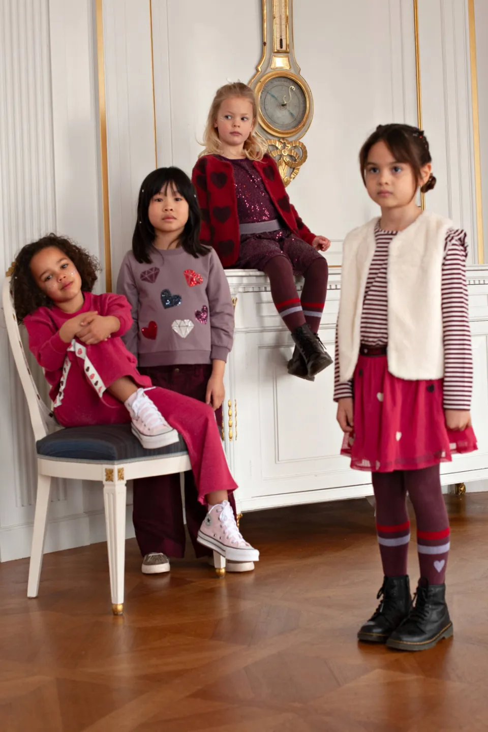 Jubel gestreepte longsleeve met ruches donkerrood/wit, foto 6