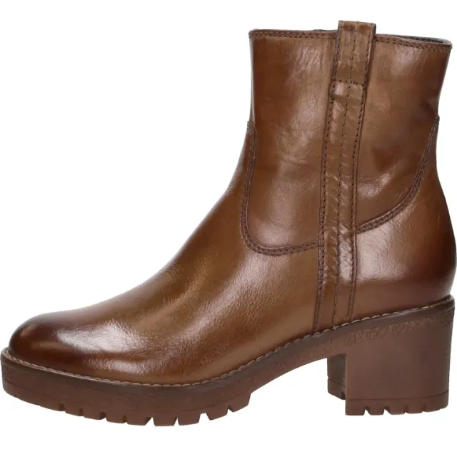 Sub55 enkellaarsjes met hak cognac
