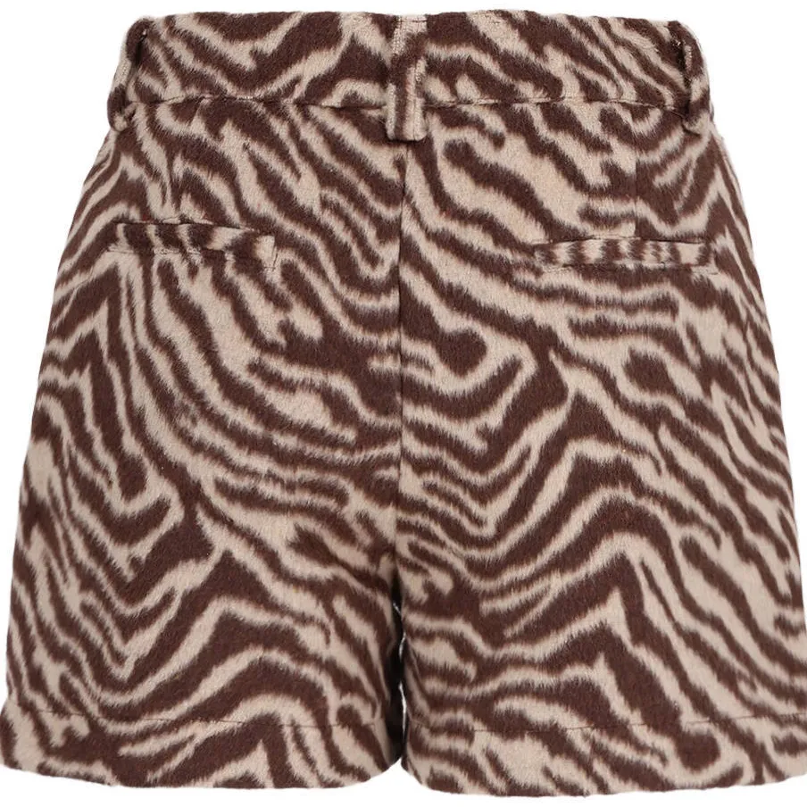 Like Flo casual short met zebraprint donkerbruin/beige, foto 3