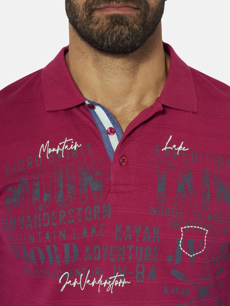 Jan Vanderstorm Loose polo Plus Size MAKSE donkerrood, foto 6