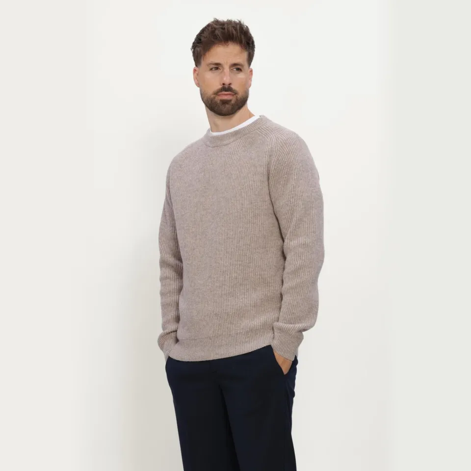 Resteröds regular fit gebreide trui met wol - ecru, foto 2