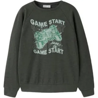 NAME IT KIDS sweater antraciet Grijs Printopdruk
