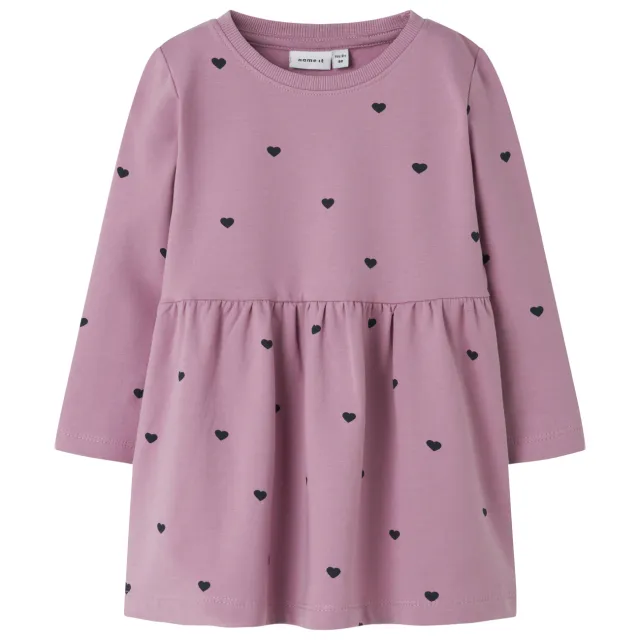 NAME IT MINI A-lijn jurk met hartjes paars