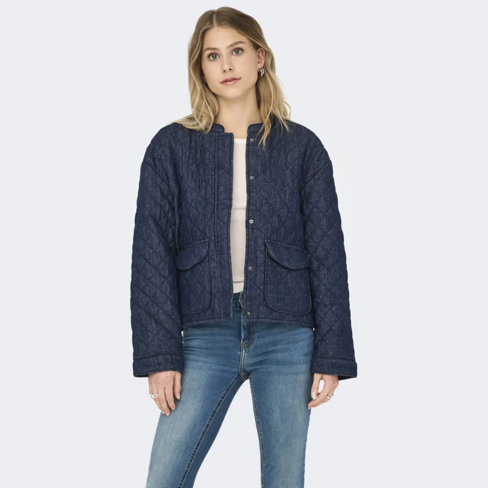 Only denim spijkerjas quilted dark blue denim, foto 5