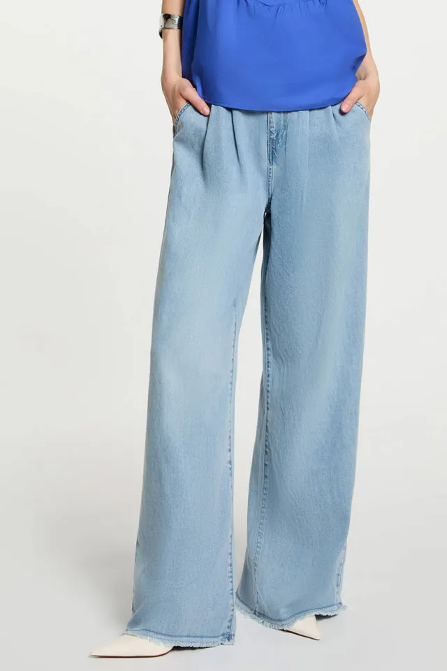 Morgan high waist wide leg jeans met ceintuur - lichtblauw, foto 4