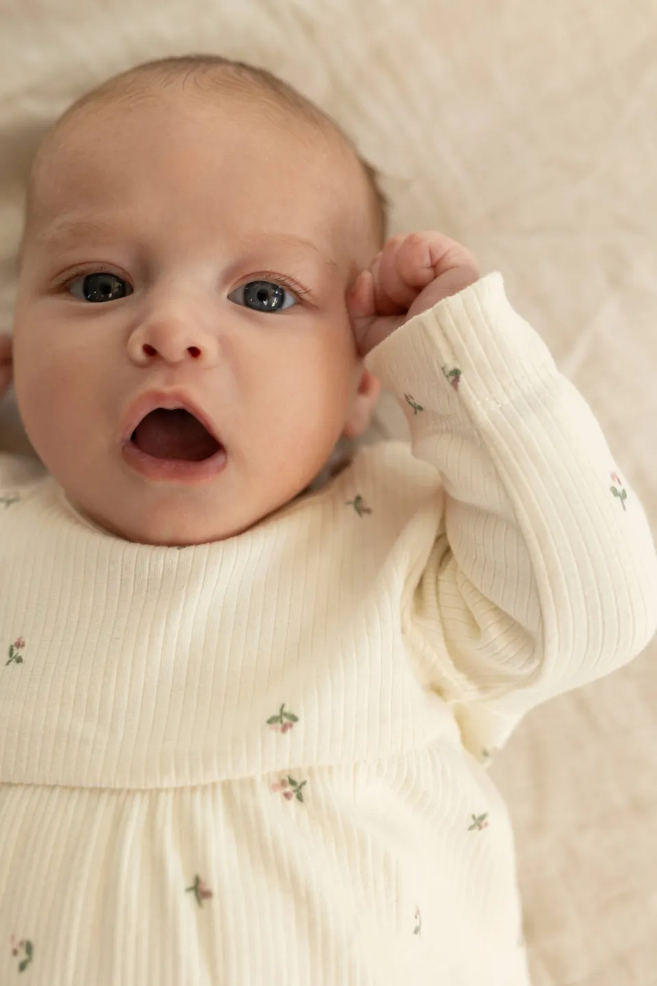 Noppies baby katoenen gebloemde A-lijn jurk ecru