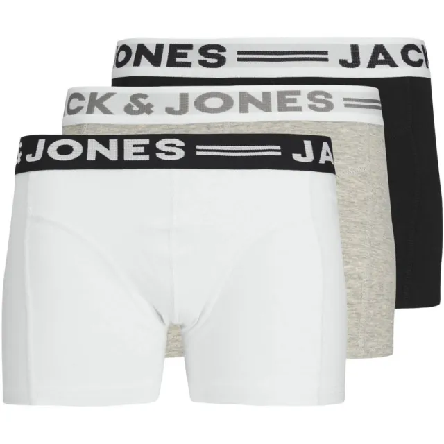 Jack & Jones Junior boxershorts set van 3 zwart wit grijs melange