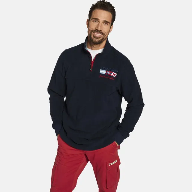 Jan Vanderstorm +FIT Collectie sweater SIETSE Plus donkerblauw