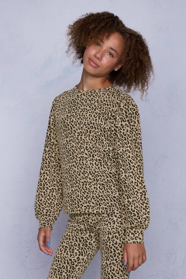 Coolcat sweater Nina luipaard jacquard beige zand panterprint