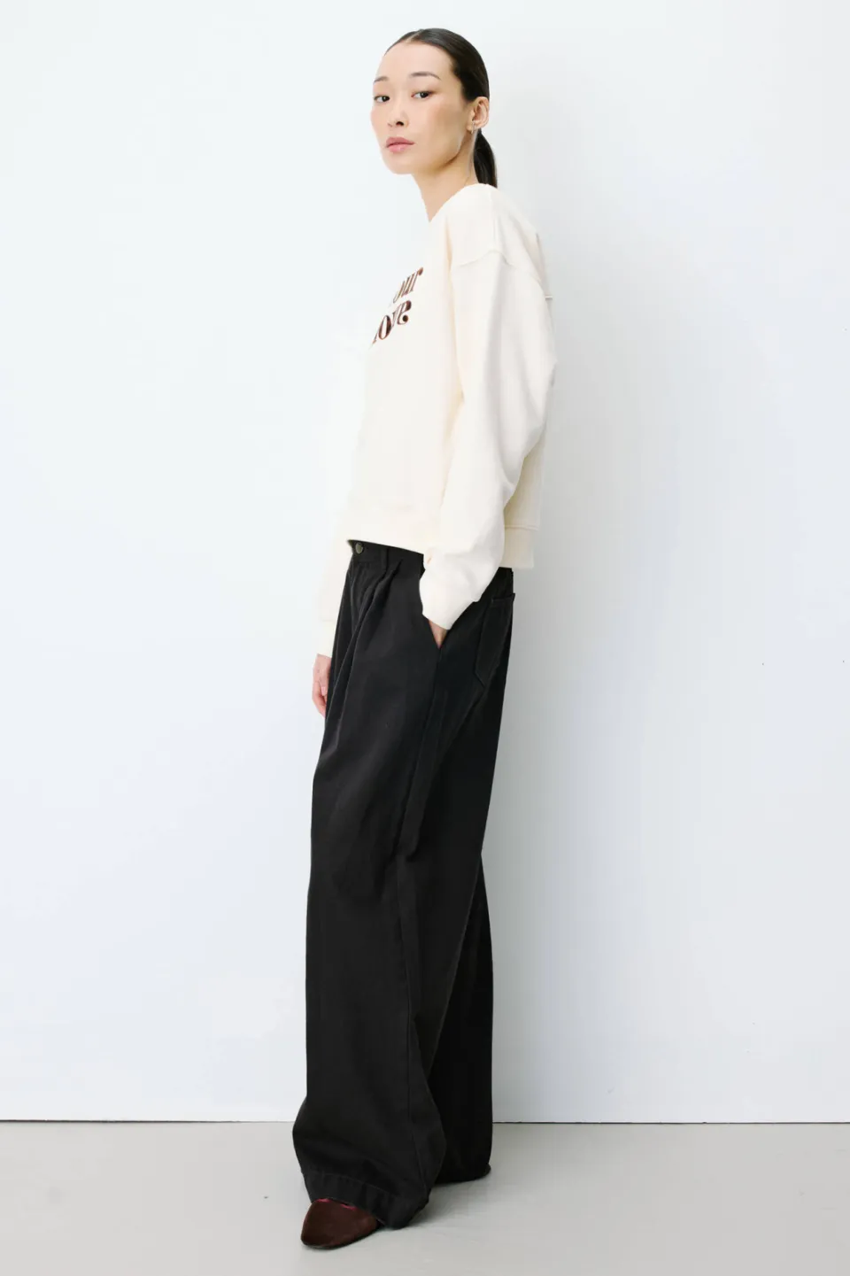 Grace & Mila sweater met tekst - ecru/bruin, foto 5