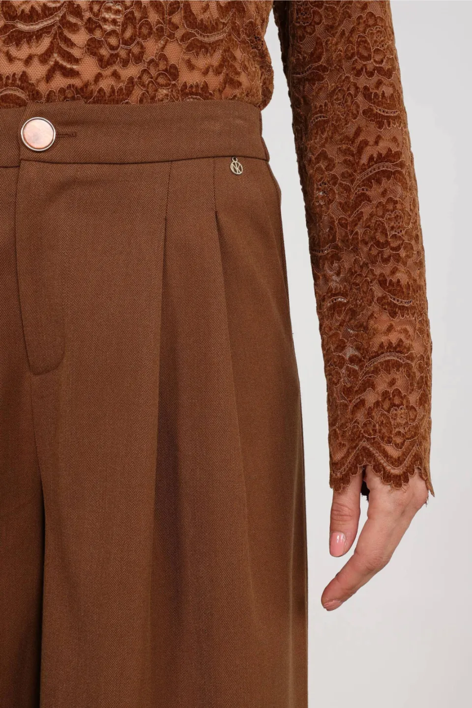 NUKUS wide leg broek met wol - bruin, foto 6