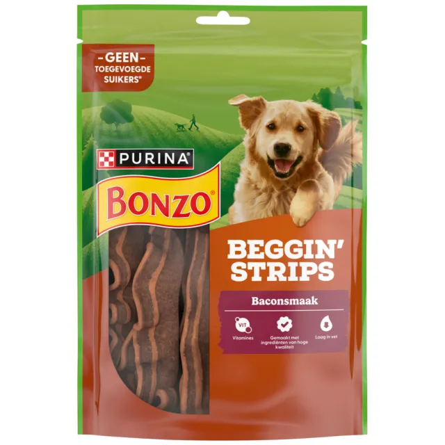 Bonzo Beggin' Strips hondensnacks baconsmaak 120 gr
