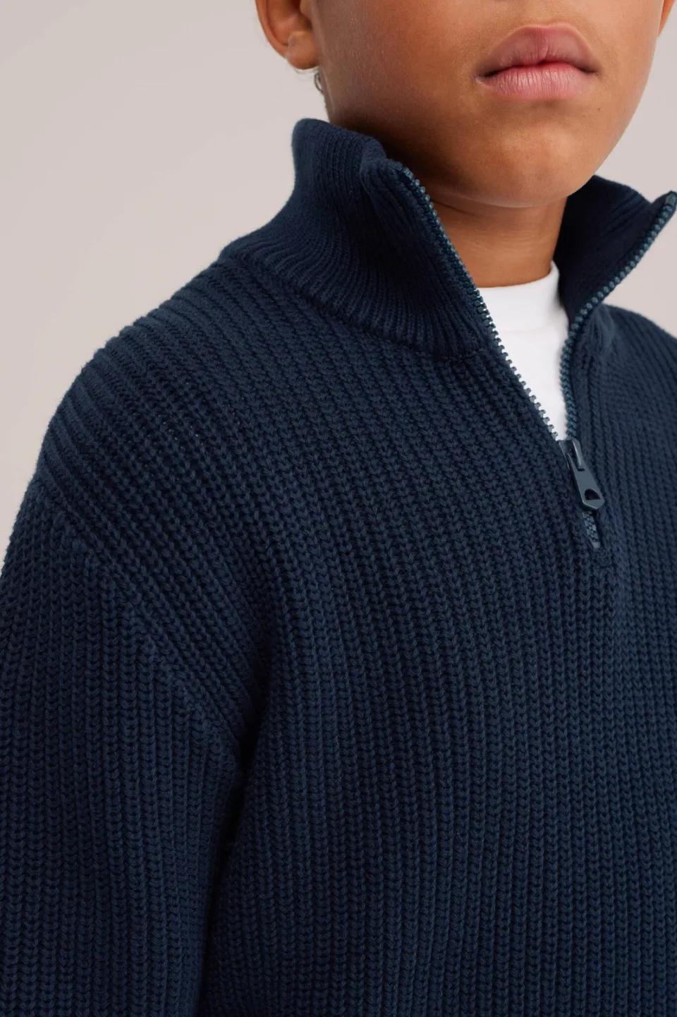 WE Fashion katoenen gebreide trui - donkerblauw, foto 5