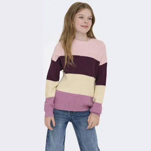 KIDS ONLY GIRL trui gebreid donkerrood/roze/ecru, foto 5