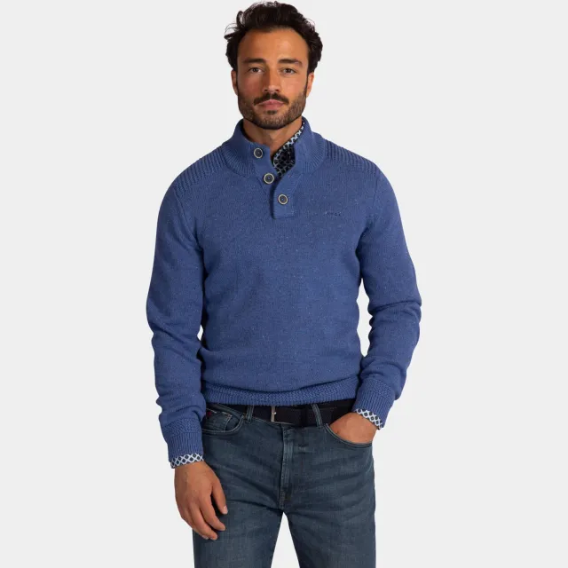 New Zealand Auckland katoenen regular fit gebreide trui - blauw