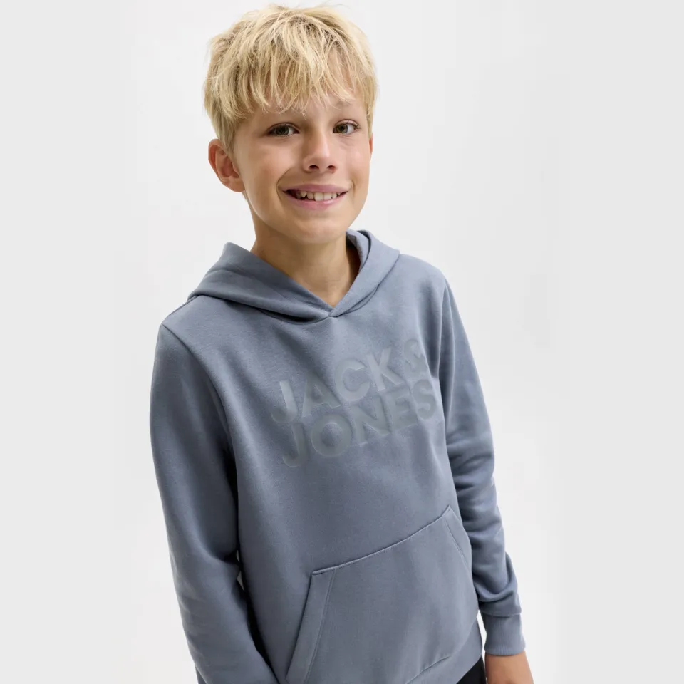 Jack & Jones JUNIOR rechtvallende hoodie met logo - grijsblauw, foto 5