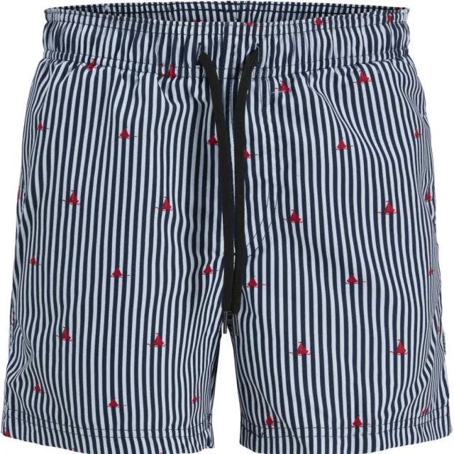 JJ Rebel JUNIOR polyester gestreepte zwemshort donkerblauw