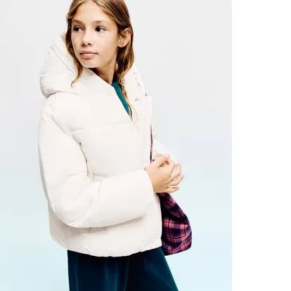 Mango Kids gewatteerde winterjas ecru, foto 4