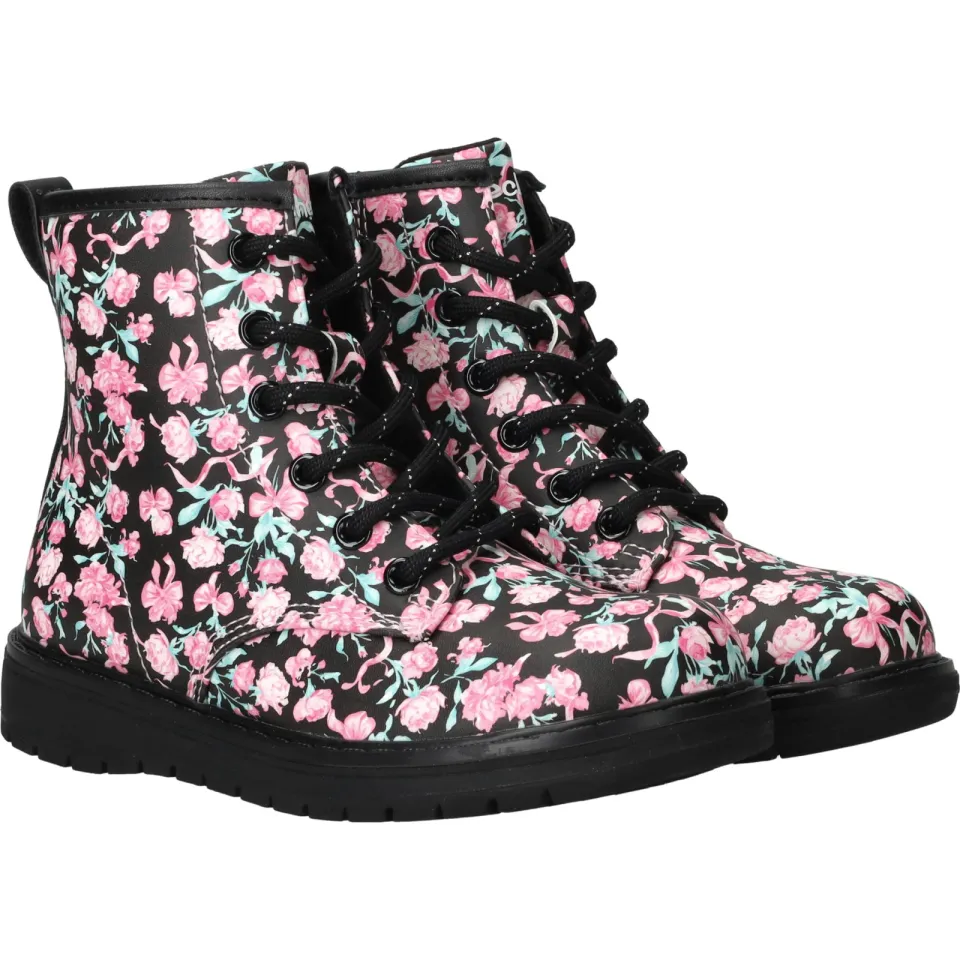 Skechers Gravlen veterboot zwart met roze bloemenprint, foto 2