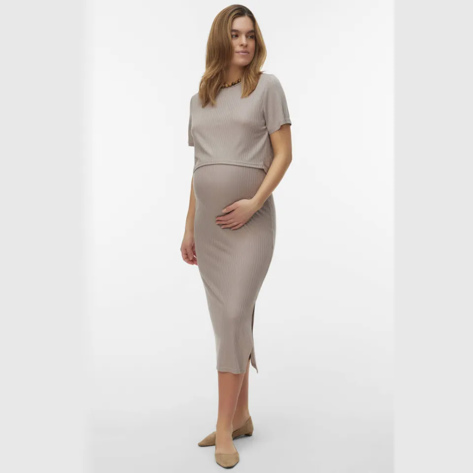 Mamalicious zwangerschaps cropped top beige