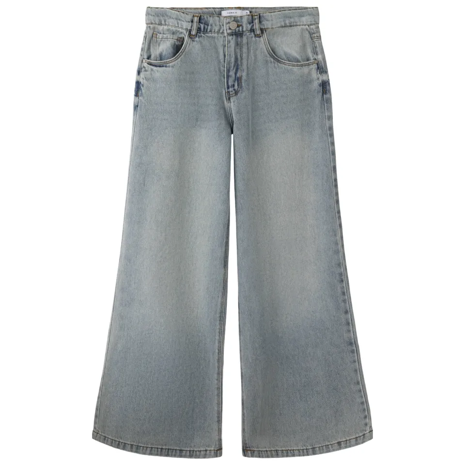 NAME IT KIDS wide leg regular waist jeans medium blue denim, foto 2