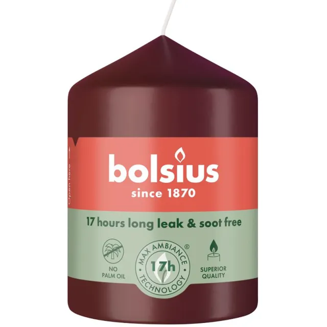 Bolsius stompkaars velvet red 6x8 cm