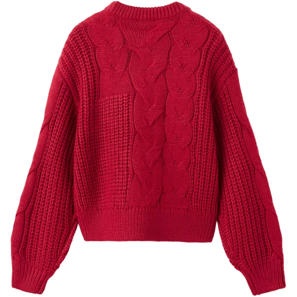 Mango Kids gebreide kabeltrui - rood, foto 3