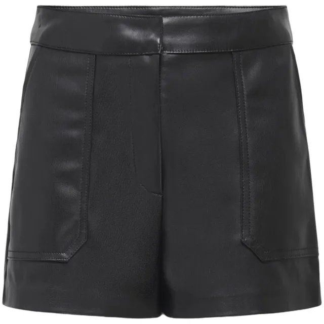 Only imitatieleren korte broek zwart