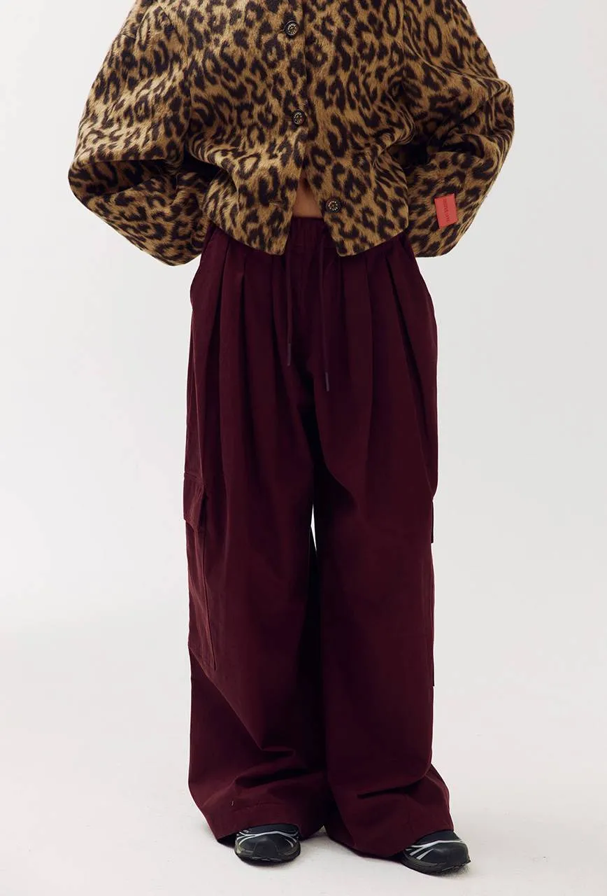 Harper & Yve Lenne-pa wide leg cargobroek donkerrood bordeaux, foto 5