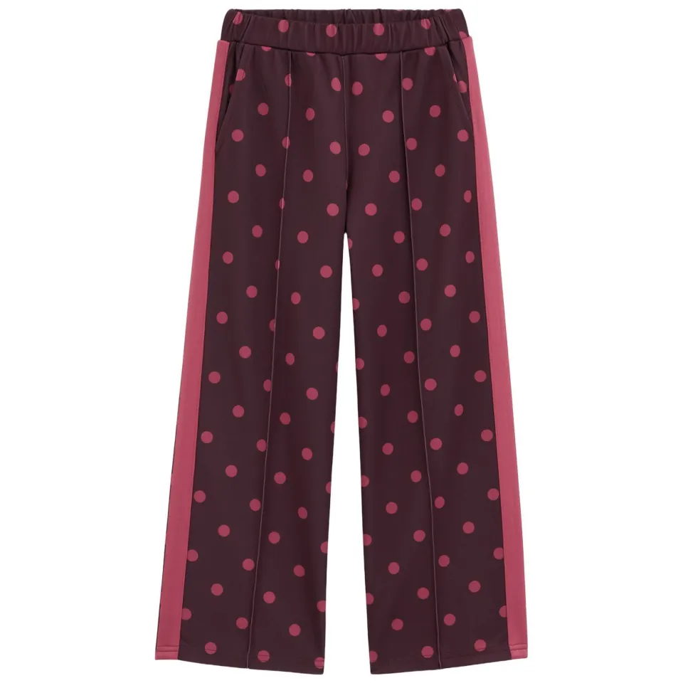 WE Fashion loose fit joggingbroek met stippen donkerrood donkerrood/roze, foto 2