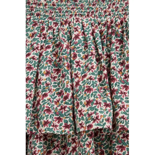 WE Fashion gebloemde korte rok met ruches ecru/groen/donkerrood, foto 6