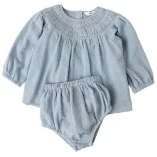 Mango korte A-lijn babyjurk met borduursel blauw, foto 4
