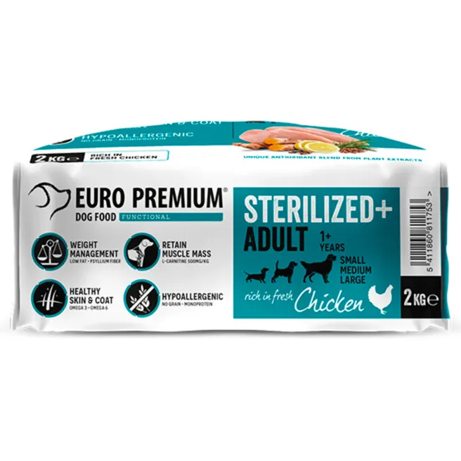 Euro Premium Adult Sterilized+ hondenvoer kip 2 kg, foto 5