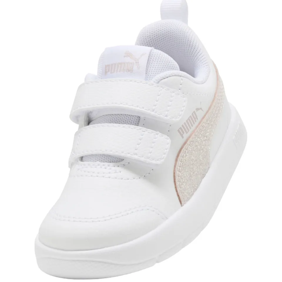 Puma Courtflex V3 imitatieleren sneakers - wit/lichtroze, foto 6