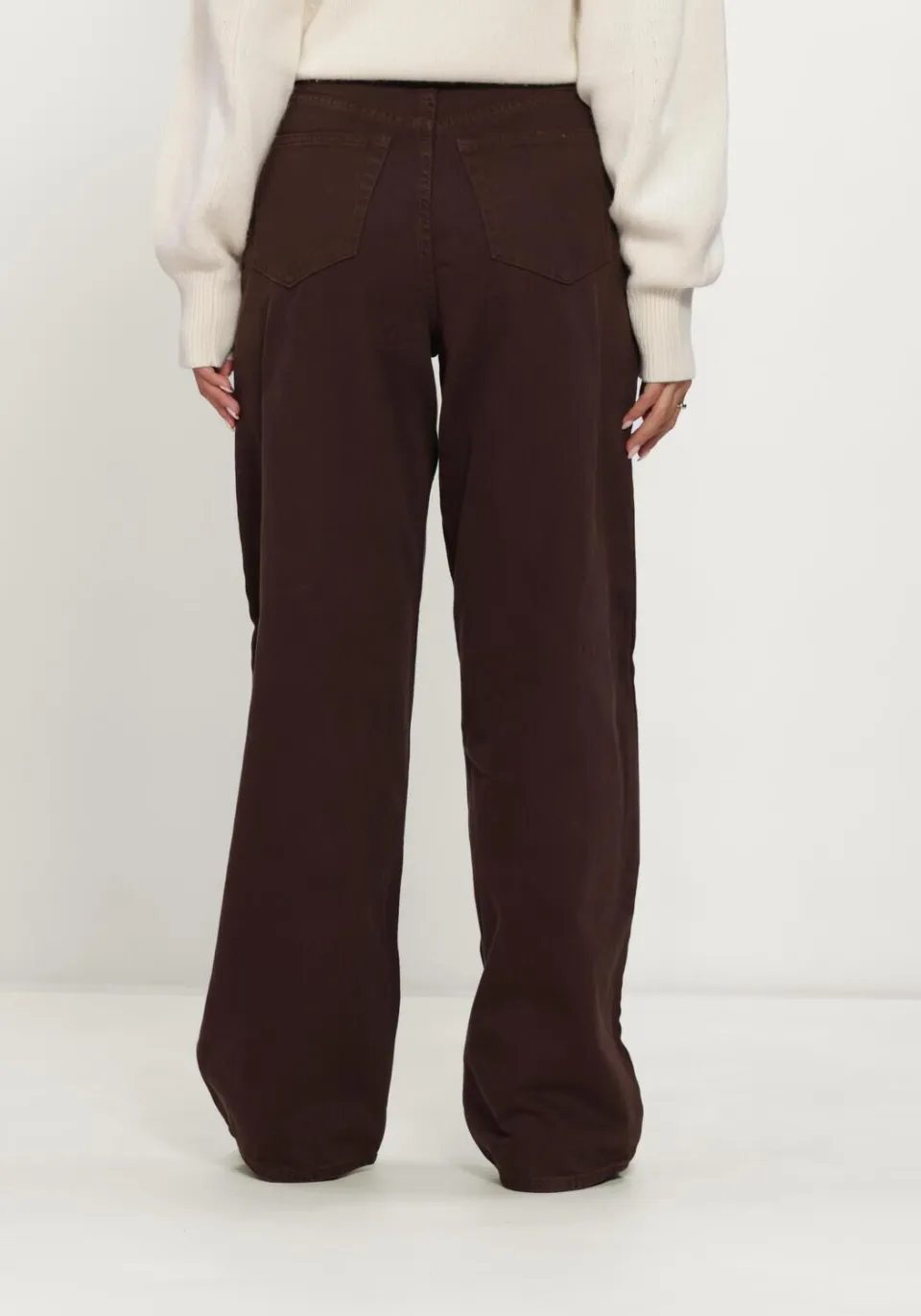 Edited high waist wide leg jeans - donkerbruin, foto 3