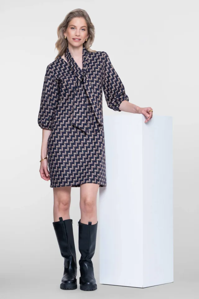 Geisha midi jurk donkerblauw