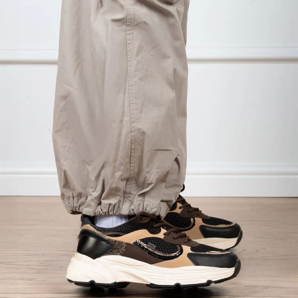 POSH by Poelman Angy chunky leren sneakers - zwart/beige, foto 6