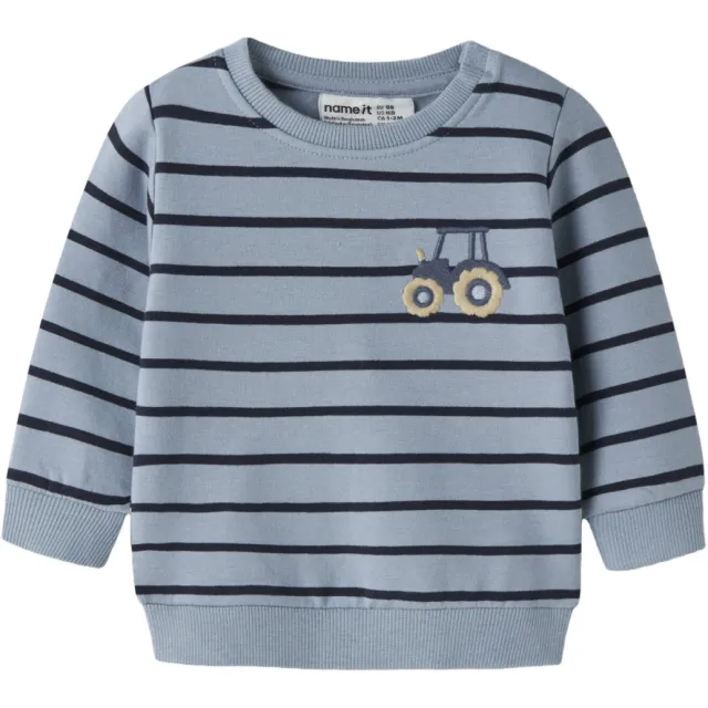 NAME IT BABY regular fit gestreepte sweater met borduursels - blauw