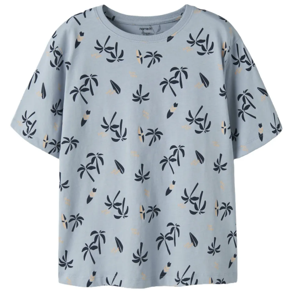 NAME IT KIDS T-shirt lichtblauw met allover print Lichtblauw/donkerblauw